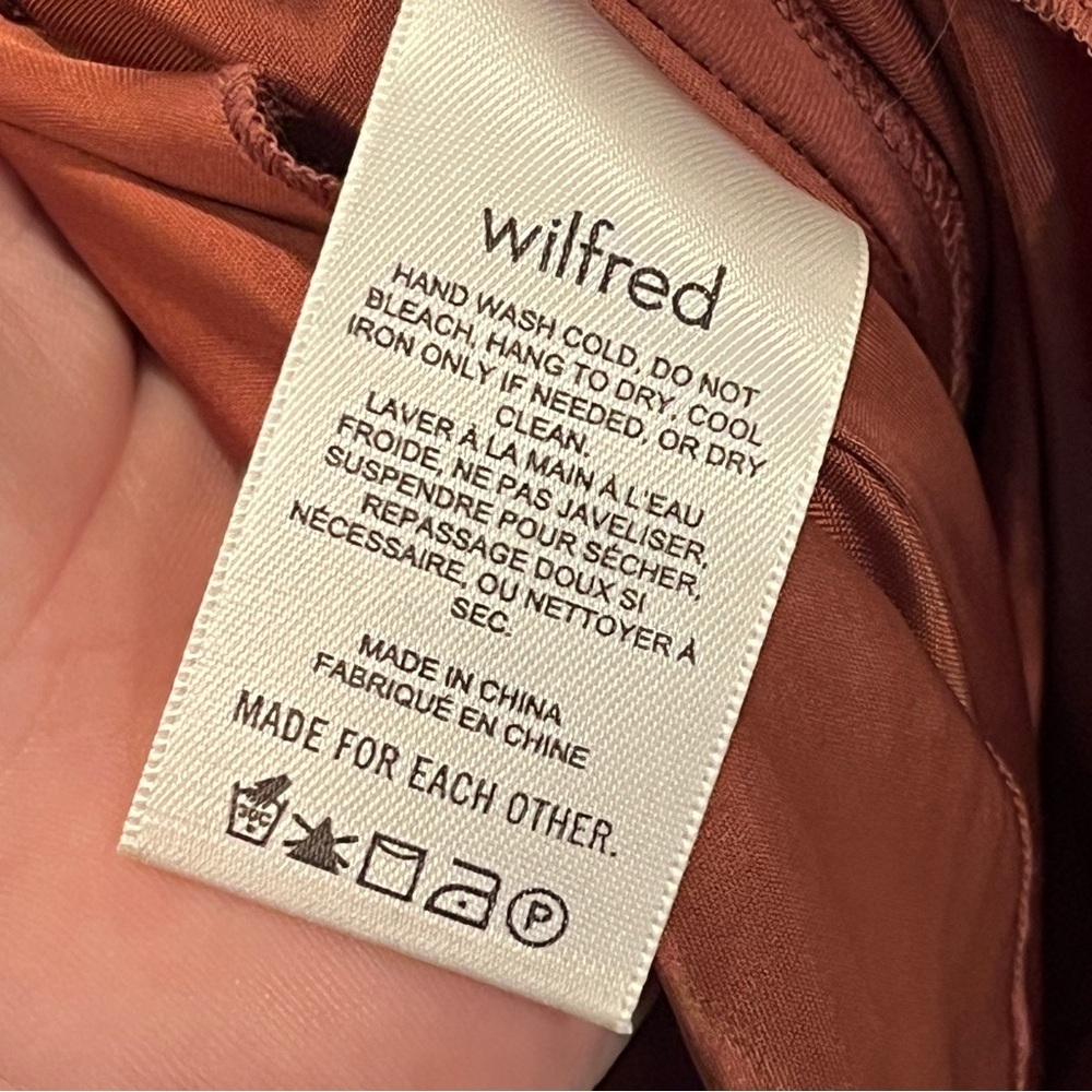 Aritzia Wilfred Only Ruched Slip Dress rust color mini dress cowl neck small - Picture 10 of 10